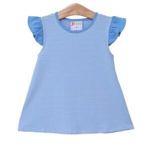 Jellybean by Smock Candy Olivia Flutter Top- Cornflower Stripe NWT